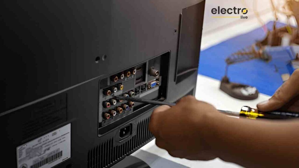 Technician performing professional TV repair Bangalore service at home